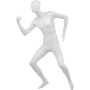 Witte full body zentai pak elastische bodysuit Halloween kostuum optreden kleding detail