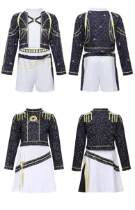 K-POP Stage Performance Costume Starry Chain Print Jacket Shorts Skirt Cosplay Outfit