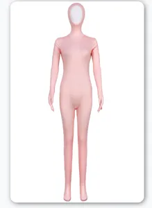 Pink full body spandex zentai suit jumpsuit stretch costume for Halloween cosplay party.