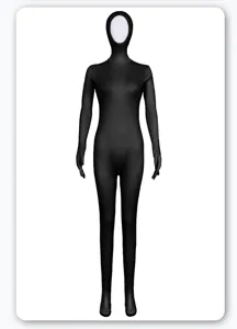 Black full body spandex zentai suit stretchy fabric seamless design for cosplay party wear