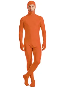 Oranje volledige lichaam zentai pak elastische spandex Halloween kostuum podium outfit