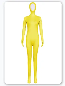 Yellow spandex zentai full body suit halloween cosplay costume unisex stretch bodysuit outfit