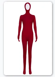 Red full body spandex zentai suit unisex halloween cosplay costume stretchy jumpsuit apparel.
