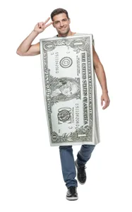 Drôle de costume de billet de dollar pour fête d'Halloween tenue de déguisement adulte.