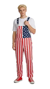 Men's American flag overall costume for Independence Day patriotic festival party wear
