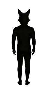 Μαύρη στολή cosplay λύκου zentai για ενήλικες και παιδιά, ιδανική για πάρτι Halloween.