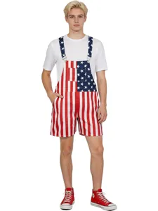 Unisex Festival Cosplay Overalls American Flag St. Patrick's Day Printed Jumpsuit Party Costume For Adult And Kids