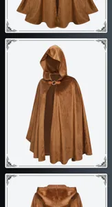 Medieval vintage hooded cloak suede cape cosplay costume for Halloween party clothing