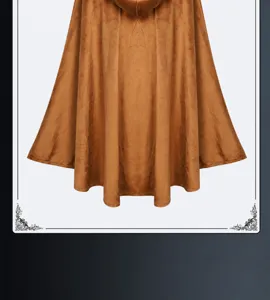 Medieval vintage hooded cape brown suede cloak for cosplay halloween party costume
