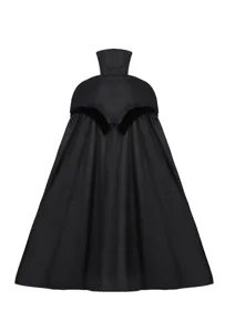 Detailed view of the medieval vampire cloak showcasing a high stand collar and jacquard.