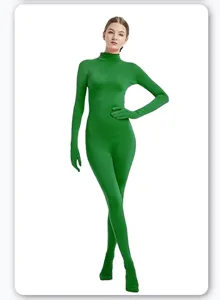 Green Zentai Suit Full Body Spandex Costume Stretchy Bodysuit Halloween Dance Performance