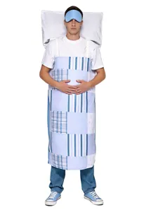 Drôle de costume de lit d'hôpital fantaisie avec oreiller et masque pour fête d'Halloween cosplay