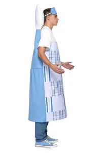 Vue de détail du drôle de costume de lit d'hôpital, tenue de fête fantaisie vue latérale.
