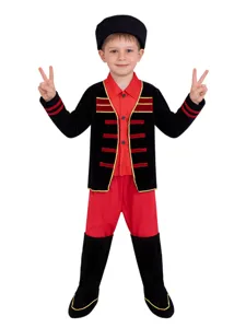 Kinder Traditionelles Russisches Volksskostüm Mädchen Kleid Kopfbedeckung Jungen Outfit Halloween Party Bühnenperformance Cosplay Kleidung