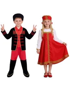 Kinder russische traditionelle Kostüme Jungen Mädchen Set Party Halloween Karneval Outfit