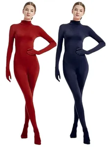 Solid color full body spandex zentai suit with gloves and feet for dance and Halloween performance.