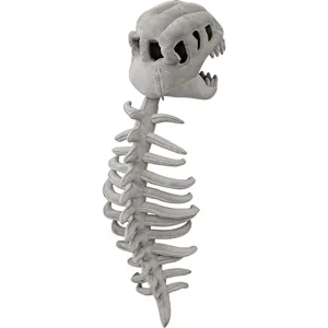 Grey plush dinosaur skeleton costume wearable headpiece and spine for Halloween cosplay party.