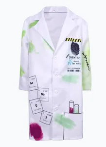 Costume de scientifique fou pour enfants blouse blanche avec motifs chimie Halloween