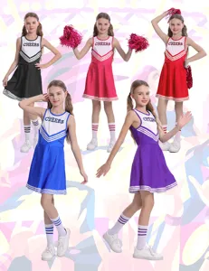 Costume da cheerleader per bambini vestito set per performance sul palco festa danza