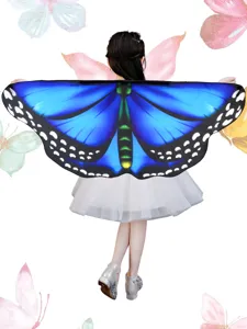 Kids blue butterfly wings cape Halloween costume fancy dress cloak shawl apparel for kids