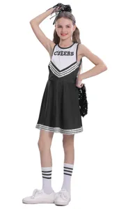 Costume da cheerleader per bambini nero bianco abito da tifo per spettacolo teatrale