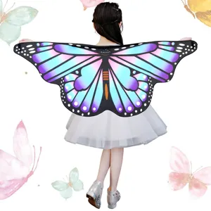 Kids butterfly cape Halloween costume magical fairy wings shawl colorful dress up cloak main