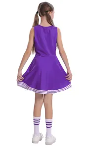 Costume da cheerleader viola per bambini vestito smanicato per spettacoli di danza