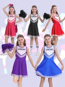 Costume da Cheerleader per Bambini Vestito Senza Maniche Scollo a V per Spettacolo Teatrale Festa con Stampa di Lettere Seta di Latte