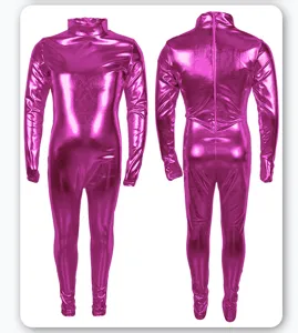 Combinaison intégrale brillante métallique pour enfants cosplay fête Halloween spectacle de scène