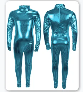 Enfants body métallique brillant spandex zentai costume cosplay performance sur scène