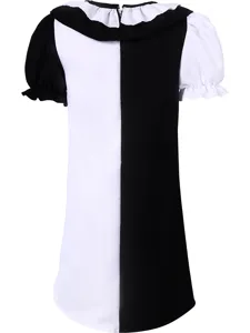 Kids black white clown cosplay costume Halloween scary outfit for kids party show