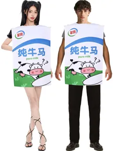 Drôle de costume de boîte à lait nouveauté tenues assorties de couple pour les fêtes