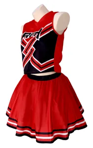 Ensemble de costume de pom-pom girl rouge et noir pour cosplay et spectacle de scène.