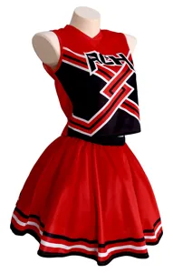 Ensemble de costume de pom-pom girl rouge et noir cosplay parfait pour la scène.