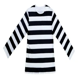 Schwarz-weiße gestreifte Langarm-Oberbekleidung für Halloween Cosplay Party Kostüm und Bühne.