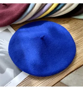Boina de lana para mujer otoño invierno moda color sólido sombrero de pintor vintage
