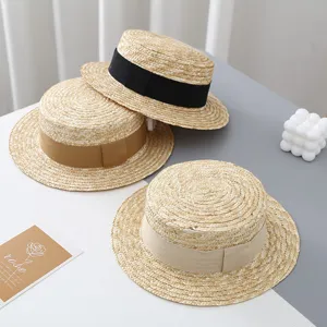 Sombrero de paja para niños verano ala ancha sombrero de sol con bonita cinta detalles