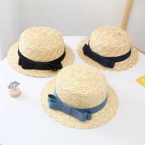 Kinder Zomer Strohoed Brede Rand Zonnehoed Strik Strand Pet Voor Meisjes Kinderen Outdoor Zonbescherming Hoed