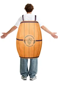 Funny wine barrel cosplay costume for Halloween party, funny winemaking foam outfit.