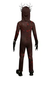 Kids Halloween Horror Deer Costume Jumpsuit with Antlers Blood Splatter Cosplay Outfit
