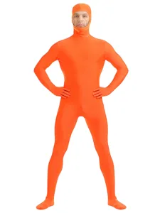 Orange Spandex Open Face Zentai Suit Full Body Spandex Costume Halloween Cosplay Mens
