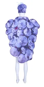 Purple Grape Costume Halloween Fruit Cosplay Outfit Stage Party Performance Dress Up Suit