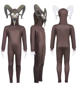 Conjunto de disfraz de monstruo de ciervo de bosque de terror para niños, mono marrón con cuernos.