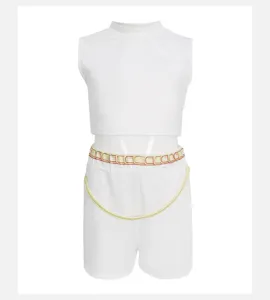 Children white crop top shorts cosplay costume set kids party outfit gaming apparel set