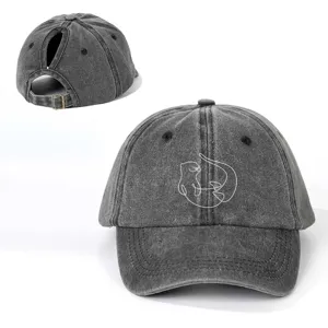 Vintage gewaschene Zopf Baseballkappe mit süßem Otter Linienkunst Druck, verstellbar.
