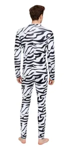 Zebra print full body zentai suit 3D digital print cosplay costume detail back view