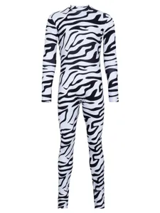 Full body zebra print 3d digital printed tight bodysuit cosplay costume for women and men