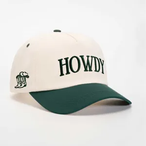 Outdoor casual color-matching baseball cap with embroidered HOWDY front design and stylish brim.