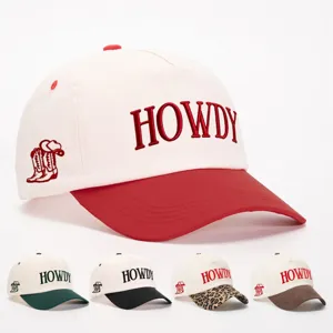 Embroidered HOWDY Baseball Cap Colorblock Adjustable Outdoor Sun Hat Casual Snapback