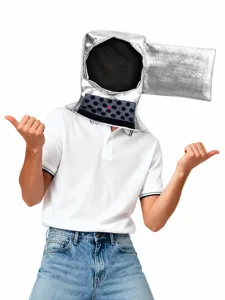 Halloween Cosplay Camera Hoofdtooi Zilver Reflecterende Spons Kostuum Prop Feest Nieuwigheid Unisex Performance Masker